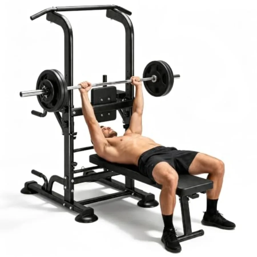 Pull Up Bar - Kraftstation mit Klimmzugstange und klappbarer Hantelbank