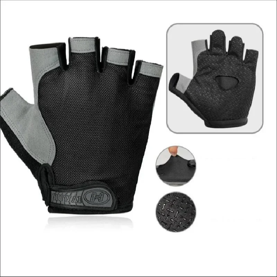 Weightlifting Gloves - Fitnessstudio-Handschuhe, fingerlose Handschuhe, rutschfest, stoßdämpfend, atmungsaktiv,